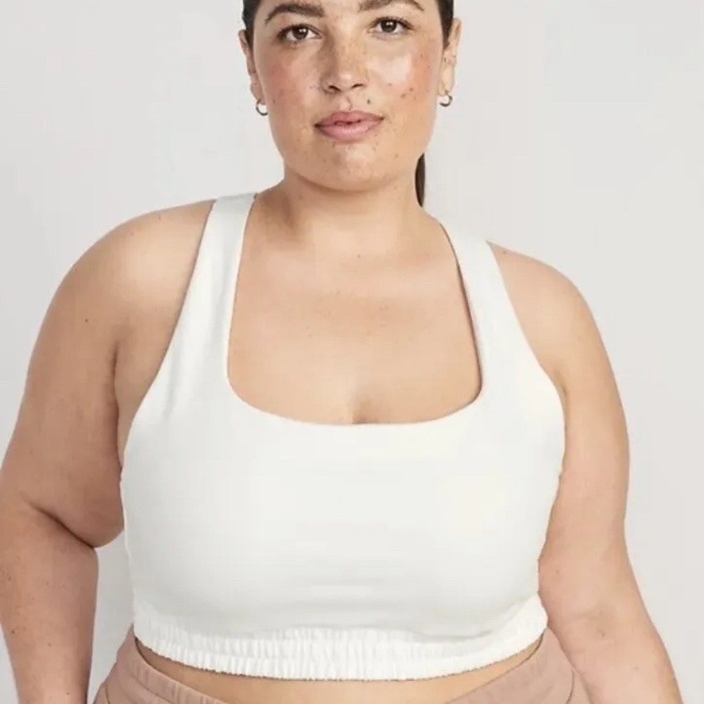 old navy light support dynamic fleece racer back sports bra White